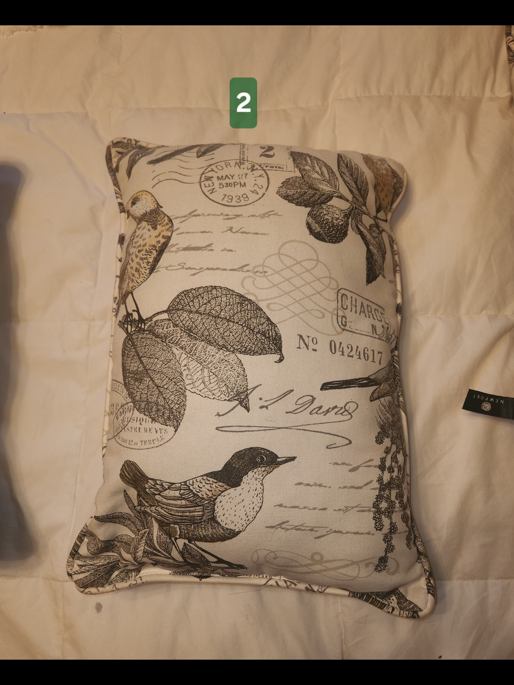 Newport Botanical Bird Print Throw Pillow 2 of 3